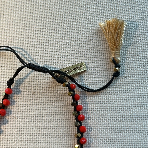 NEW Isabel Marant Adjustable Beaded Bracelet, Black/Orange-Red/Gold - Picture 2 of 3